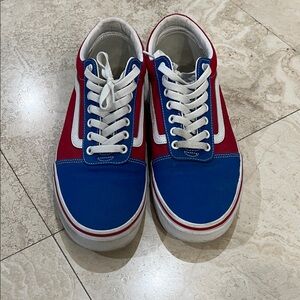 Vans Skateboard Shoes Mens 11 Blue Red BMX Checkerboard Style 36 Low Top Canvas